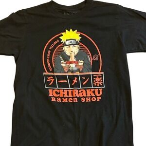 Naruto Ichiraku Ramen Shop Graphic T-Shirt Black Anime Tee Size Small